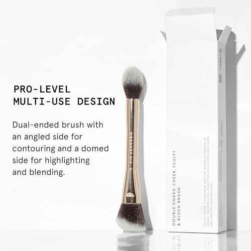 Beauty Pie Double-Ended Sculpt & Blush Brush 012 ? Professional Angled Contour & Tapered Highlight Makeup Brush ? Vegan, Cruelty-Free Synthetic Bristles ? Sculpt, Blend & Highlight in One Tool