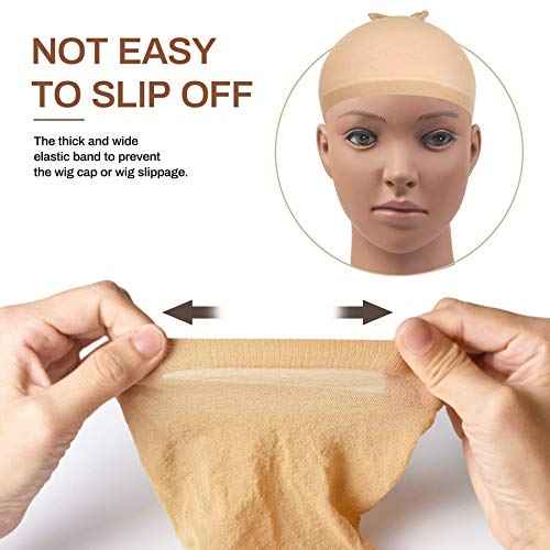 Smilco 20 Pcs Light Brown Wig Caps for Women, Ultra-Thin Stretchy Nylon Lace Front Stocking Caps (Ballet/Cosplay/Daily Use)