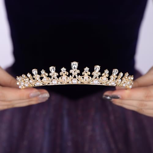 Teyglen Silver Crystal Wedding Tiara Baroque Queen Crown Headband Elegant Princess Rhinestone Tiara Bridal Hair Accessories for Women Brithday Party Prom Pageant