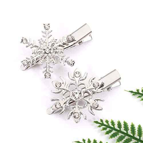 Christmas Hair Clips Hairpin Rhinestone Snowflake Alligator Hair Clips Xmas Holiday Party Hairpin Hair Barrette Hair Accessories For Woman (silver)