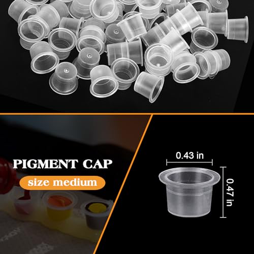 3MM Tattoo Fake Skin with Medium Ink Cups - Ruicoo 510Pcs Tattoo Practice Skin with Tattoo Ink Caps Kit Include 10Pcs 3MM Tattoo Fake Skin and 500Pcs Medium Plastic Pigment Caps