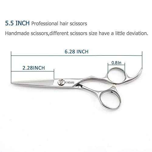 5.5" Barber Hair scissors Professional Hair Cutting Shears 440C Hair Cutting Scissors Shears Haircut Scissors Silvery Convex Blades KINSARO for Hairdresser Barber or Home Use