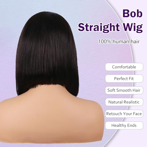 Short Straight Wigs Human Hair,13X2 HD Lace Frontal Wigs 12A 100% Brazilian Remy Human Hair Wig for Women, Natural Color 12 Inch
