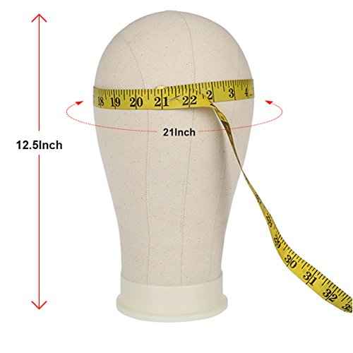 Leeven 21"-24" Poly Canvas Block Head Professional Mannequin Canvas Head for Making, Drying,Styling Wigs with Table Clamp Stand 22 Inch