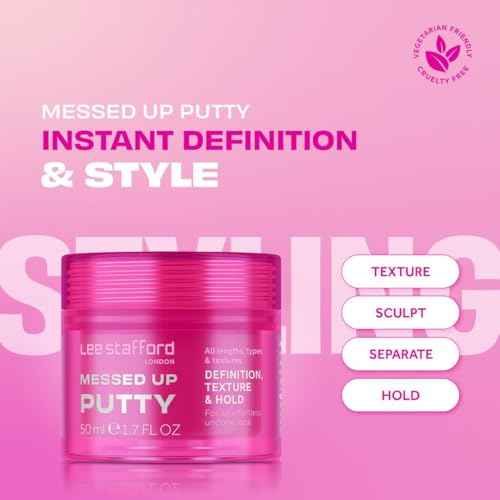 Lee Stafford Hair Styling Pomade | Messed Up Putty - Lighweight, Pliable Shaping Wax Paste, All Lengths, Firm Hold for Texturizing & Definition, Flyaway Tamer, Smoothing Slick Back, Men & Women
