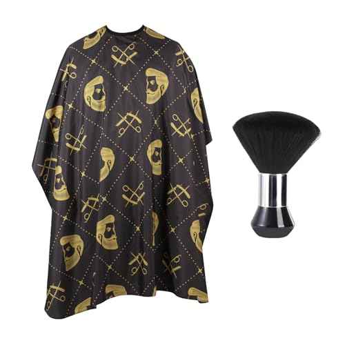 Professional Hair Cutting Cape with Neck Duster Brush, Waterproof Salon Barber Cape with Snaps, Barber Accessories