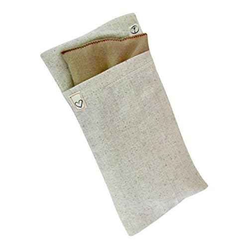 Eye Pillow Gift Set - 4 x 8.5 - Unscented Flax - Washable Cover - Soft Cotton Flannel - Soothing Relaxing - beige tan