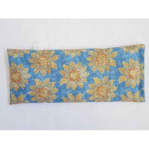 Eye Pillow with Flaxseed, Eucalyptus & Mint, Small Heat and Cold Therapy Pad, Caregiver Gift, Eco-Friendly Ingredients, Microwavable Sinus and Headache Mask - Blue Vintage Floral