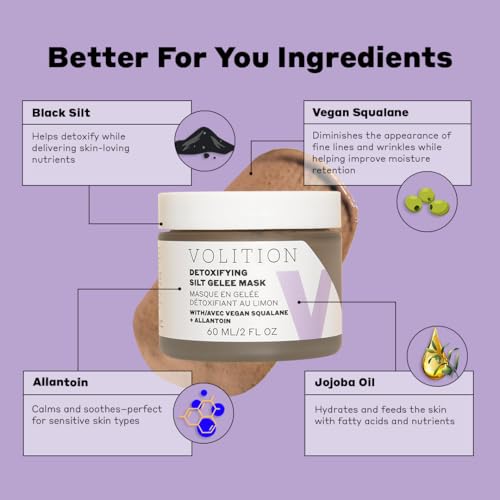 Volition Beauty Detoxifying Silt Gel?e Mask with Vegan Squalane + Allantoin 60ml/2oz - Detoxifies, Smoothes, Hydrates