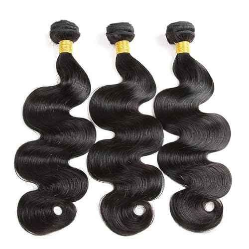 Body Wave Human Hair Bundles 16 18 20 Inch 100% Unprocessed Brazilian Virgin Hair Weave 3 Bundles Human Hair Weft Body Wave Hair Extension for Black Women Natural Black