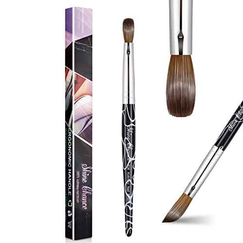 Acrylic Nail Art Brush Size 8, 100% Pure Kolinsky Hair Oval for Application, Professional Extension Manicure Tool Striping Drawing Pen DIY Home Salon, Black