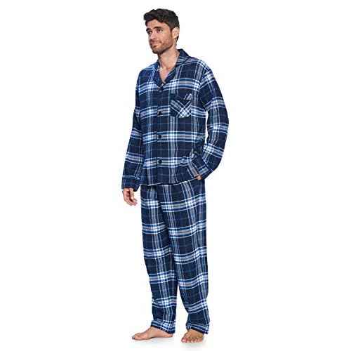 Ashford & Brooks Men¡¯s Flannel Long Sleeve Pajamas Set Plaid Sleepwear & Loungewear Button Down PJ Set