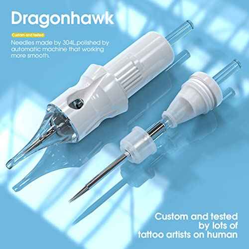Dragonhawk S4 Tattoo Pen Kit, Complete Tattoo Machine Gun Kit, Slim Tattoo Pen with Cartridges Needles by Dragonhawklabs, Tattoo Power Supply & Black Tattoo Ink - General Tattoo Kit