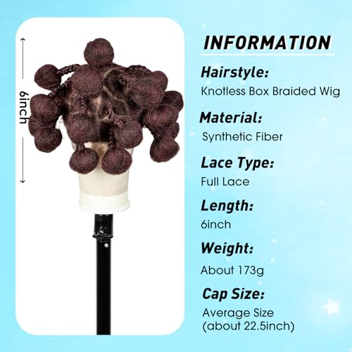 Handmade Bantu Knotless Braided Wigs Synthetic Full Lace Braided Wig Buns Wig Full Lace Braids Wig with Baby Hair African Braiding Hair Wig for Black Women£¨1B-BUG