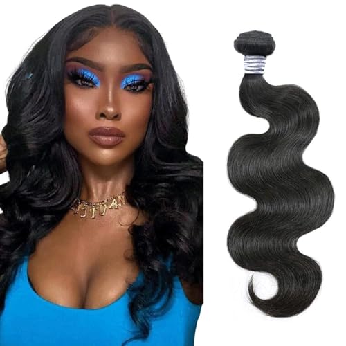 Human Hair Bundles, 9A Brazilian Virgin Human Hair for Black Women, Body Wave Straight, Double Weft, Natural Black, 1 Bundle / 3 Bundles 10 12 14 16 18 20 22 24 26 28 inch