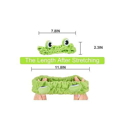 Jowmoy Green Frog Eye Elastic Headband - Versatile for Spa, Skincare, Makeup, Face Wash, Fun Gift for Women (1 Pack)