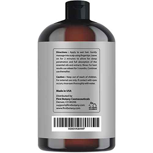 First Botany Cosmeceuticals, Hair Regrowth and Anti Hair Loss Shampoo 16 fl oz, with DHT blockers- Daily Hydrating, Detoxifying, Volumizing Shampoo For Men and Women