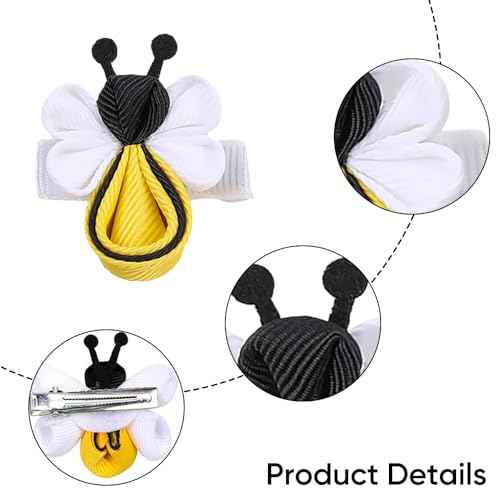Cute Yellow Hair Clip, Bee Hair Clips, Bee Hair Accessories, Funny Yellow Fabric Spring Hairstyle Barrettes, Birthday, Christmas Gift for Sister, Girlfriend, daughter (2 Pcs)