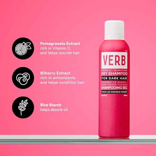 VERB Dry Shampoo Dark ? Refresh, Absorb Oils + Extends Styles - Refreshing Dry Shampoo Spray for Dark Tones - Vegan, No Parabens or Harmful Sulfates