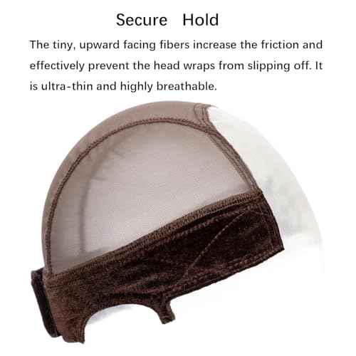 Wig Caps Lace Wig Caps for Women Wig Caps with Grip Band for Keeping Wigs in Place Glueless Wig Grip Cap with 4x5 Transparent Lace Non-Slip Adjustable Elastic Headband (1pcs-brown)