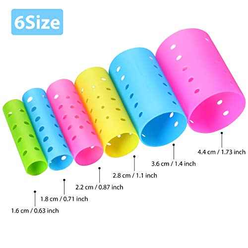 141 Pieces Hair Rollers Set Include 60 Plastic Hair Rollers (Multicolor,6 Size)
