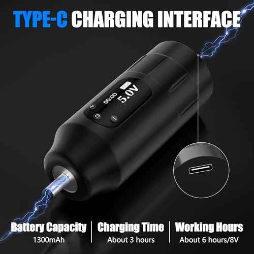 Tattoo Gun Kit, Complete Beginners Tattoo Gun Machine Kit, Professional Rotary Tattoo Pen Set, with 1,300 mAH Battery, 10Pcs Cartridge Needles