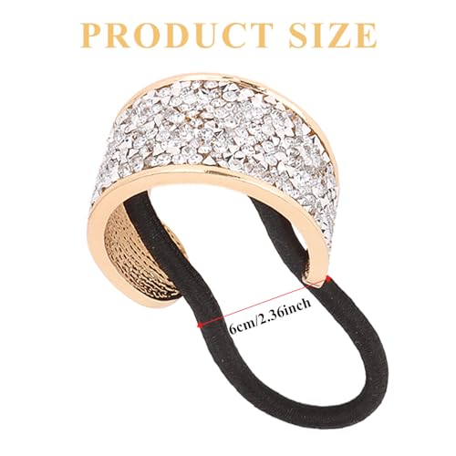 YISSION Hair Ties, 4Pcs Sparkly Rhinestone Scrunchies & Ponytail Holders, Premium Quality Hair Elastics with Crystal, Fancy Hair Accessories for Women Girls, Silver
