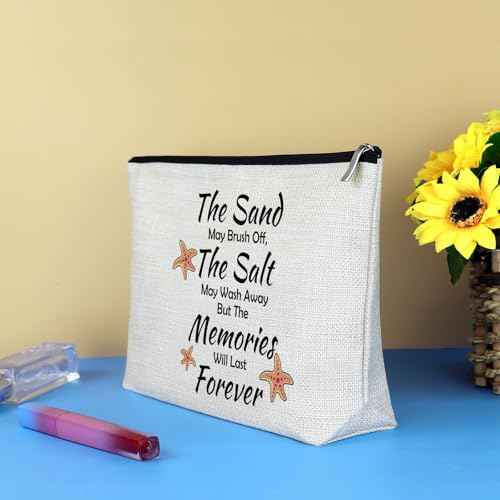 Summer Beach Makeup Bag Beach Lover Gifts for Women Inspirational Gifts for Her Cosmetic Bag Summer Themed Zipper Travel Pouch Birthday Graduation Gift for Friends Sister Besties Teacher Coworker