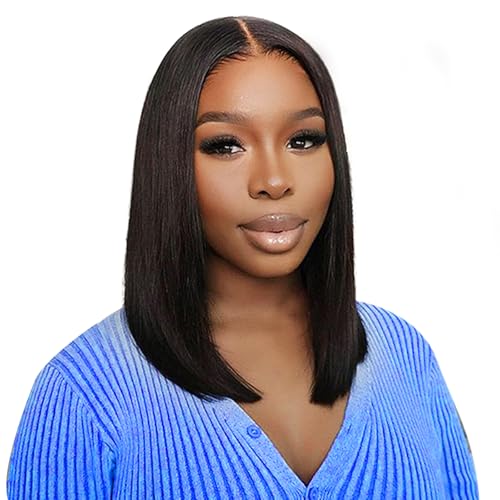 14 Inch Bob Wig Human Hair 13x6 Hd Transparent Lace Front Wigs Human Hair Pre Plucked Glueless Bob Wig 180% Density Short Straight Bob Wigs For Women