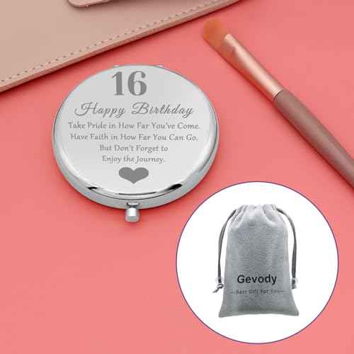 16th Birthday Gifts for Women Compact Makeup Mirror Personalized 16 Year Old Birthday Gift Ideas for Girls Granddaughter Daughter Niece Sister Best Friends Sixteen Gifts Sweet 16th Birthday Gifts
