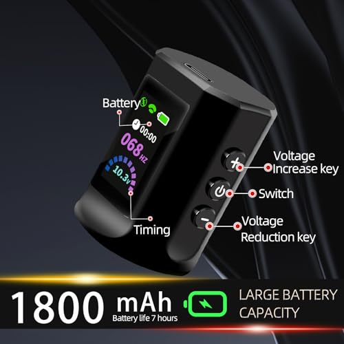 Tattoo kit POSEIDON, Tattoo Pen Kit with 20 PCS Tattoo Cartridge Machine, Tattoo Pen with 1800mAh Capacity Wireless Power, Tattoo Gun kit with Japan Coreless Motor Digital Display for Tattoo Equipment