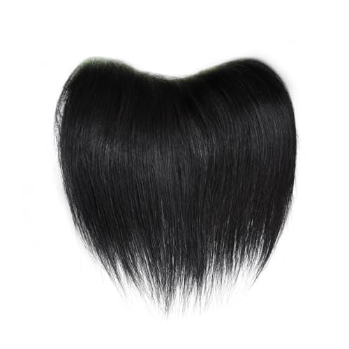 Frontal Hairpiece for Men, Hair Extension Hairline Loss Straight Tape in Human Hair Toppers Replacement Toupee (Natural Black, 1.57"x7", 6")