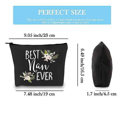 Nan Gift for Grandma Makeup Bag Mother's Day Gifts Grandmother Birthday Gifts Best Nan Ever Cosmetic Bag Travel bag (Best Nan Ever Black)