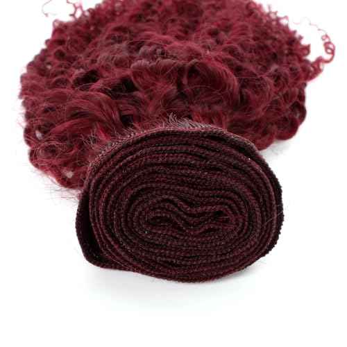 99j Bundles Human Hair Burgundy Kinky Curly 3 Bundles 12 14 16 inch Vinmdonm Red Hair Bundle Brazilian Unprocessed Virgin Remy Hair Extensions