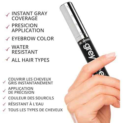Root touch up hair mascara temporary cover conceal gray roots hair lines eyebrows mens mustache and beards Medium-Brown