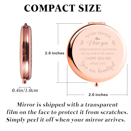 Sister Birthday Gifts Compact Mirror, Sisters Gifts from Sister, Birthday Gifts for Sister from Sister Brother Friend for Her