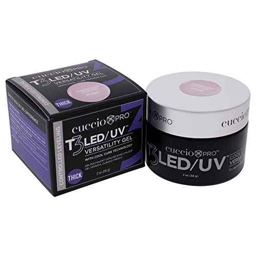 Cuccio Pro T3 LED/UV Cool Cure Versatility Gel - Controlled Levelling - Incredibly Flexible - Strong Adhesion - Thick Viscosity - Fast Application - Quick Cure - Pink - 2 Oz Nail Gel