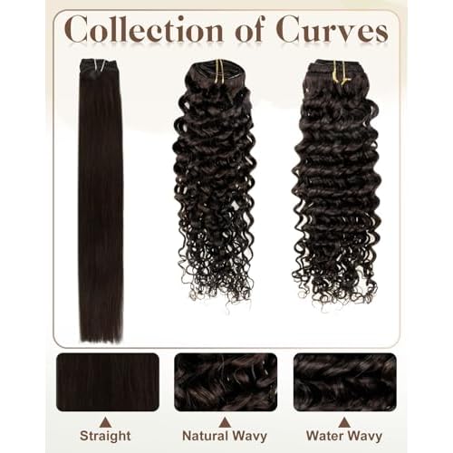 Hetto Curly Clip in Hair Extensions Human Hair Darkest Brown 7Pcs 120g #2 Natural Wavy Curly Hair Extension Clip ins Natural Brown Curly Extensions 16 Inch