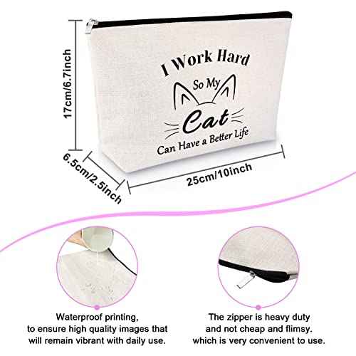 Sfodiary Cat Lovers Gift for Women Makeup Bag Cat Mom Gift Animals Lovers Gift for Friend Sister Cosmetic Bag Funny Birthday Gift for Pet Owner Graduation Christmas Gift for Her Travel Cosmetic Pouch