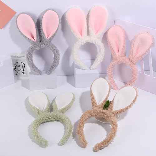 Women Girls Plush Bunny Headband Cute Rabbit Ear Hairband Halloween Cosplay Costume Party Headwear