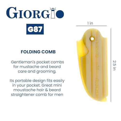 Giorgio G87 Folding Mustache and Beard Comb, Small Pocket Comb for Men Everyday Grooming and Hair Care. Handmade, Saw-cut and Hand Polished Styling Men's Folding Combs. Ivory 4.5 Inch