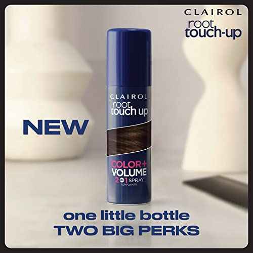 Clairol Root Touch-Up Color + Volume 2-in-1 Temporary Spray, Dark Brown Hair Color, Pack of 1
