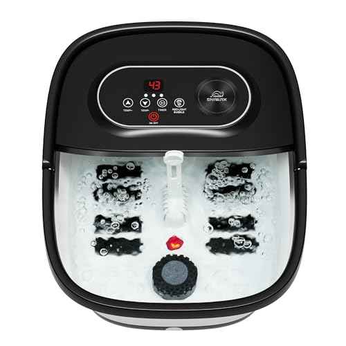 Snailax Foot Spa with Heat, Foot Bath, Collapsible Foot Spa Bath Massager with 8 Massage Rollers, Temperature Control, Bubbles, Pumice Stone, Foot Soaking Tub