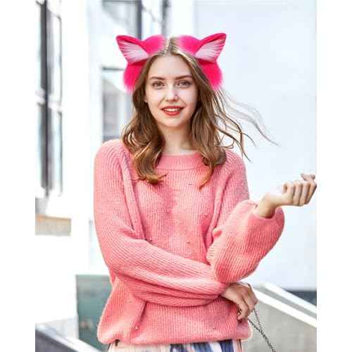 Handmade Fur Fox Wolf Cat Ears Headwear Fancy Dress Cosplay Animal Furry Ears Head Accessories for Halloween