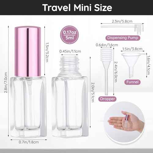 Segbeauty 60pcs 0.17oz Mini Cologne Spray Bottle Empty, Fine Mist Perfume Travel Refillable, 5ml Small Travel Cologne Sprayer Bottle Portable, Bulk Perfume Atomizer Sprayer with Dispensing Refill Kit