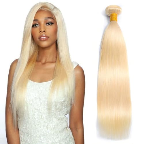 613 Bundles Human Hair Extensions 100g/Bundle 613 Color Real Human Hair Extensions For Women Light Blonde Color Human Hair Bundles 2-3set Can Be Full Head (Straight Hair, 28 Inch)