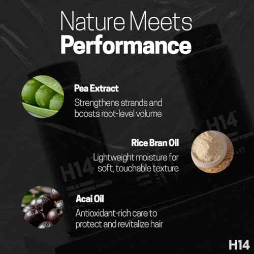 H14 Rise & Grind Hair Powder for Men ? Volumizing Matte Finish Styling Dust with Extra Hold ? Lightweight Thickening Powder with Pea Extract & Acai Oil ? Residue-Free Texture Booster, 0.71 oz