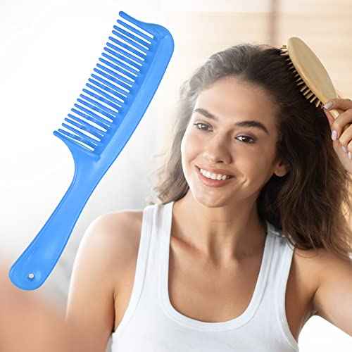 VOCOSTE Detangling Hair Comb, Double Row Tooth Hair Comb Hairdressing Styling Tool for Curly Hair, Blue, 7.87"x1.77"