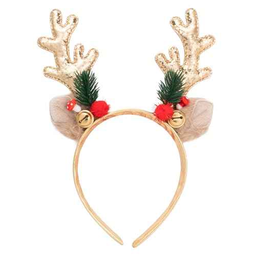 Christmas Headbands Gold Christmas Glitter Elk Antlers With Jingle Bells Hair Accessories Holiday Party Gift for Women Girl Costume Accessory Christmas Party Supplies