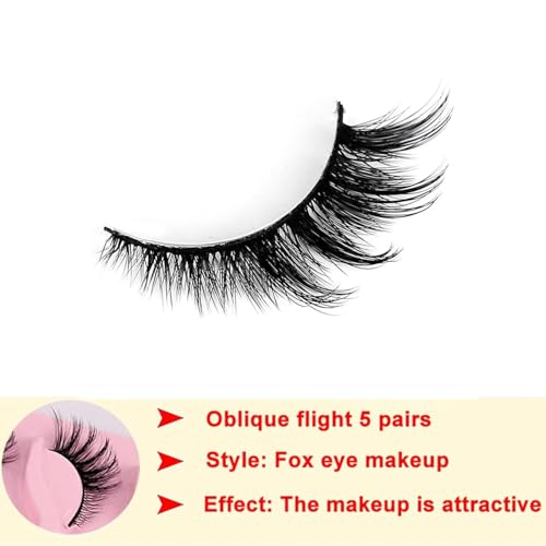 False lashes halloween D curl lashes Wispy Cat Eye Lashes - Faux Mink Fluffy False Eyelashes for Natural & Dramatic Look, for Everyday Wear, reusable, lash princess, Pack of 5 Pairs (Cat Eye)